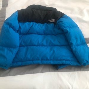 royal blue and black toddler north face jacket